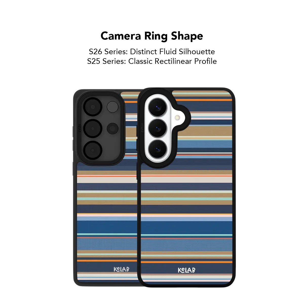 Close up of the camera ring cutout on the navy nautical stripe Samsung Galaxy case