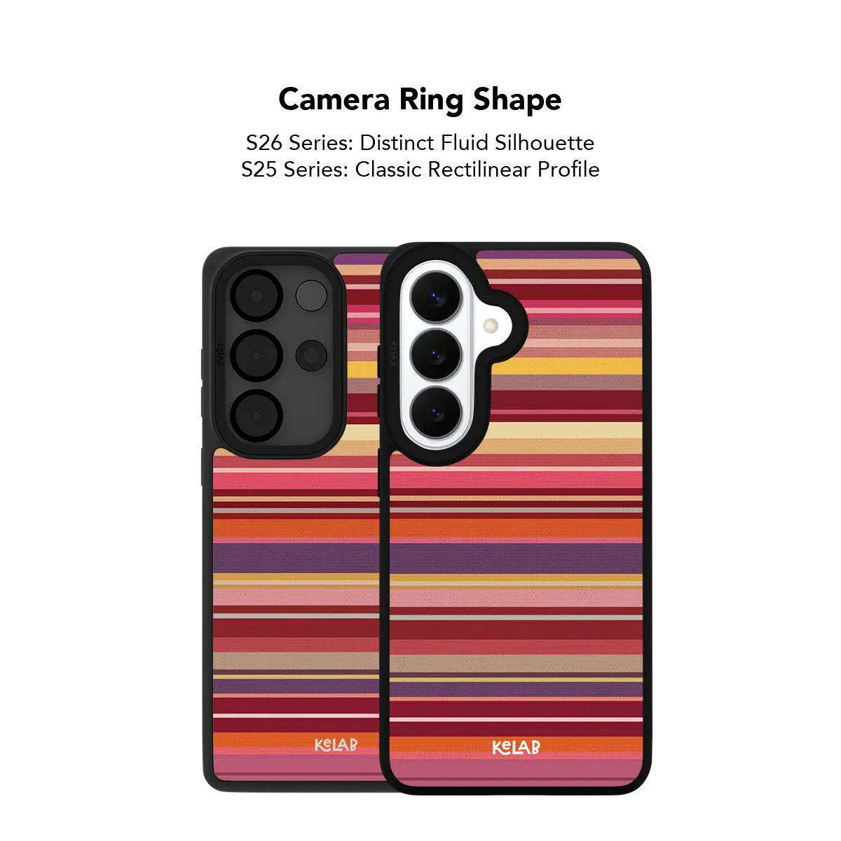 Close up of the camera ring cutout on the red multi stripe Samsung Galaxy case