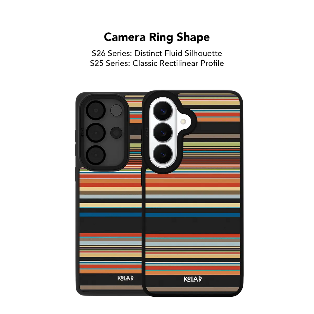 Close up of the camera ring cutout on the colorful multi stripe Samsung Galaxy case