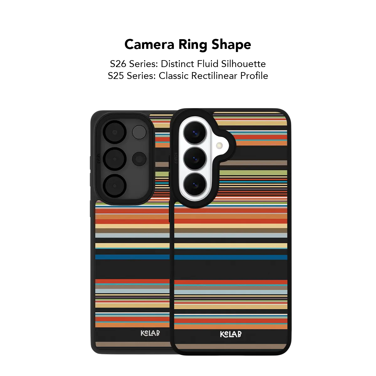 Close up of the camera ring cutout on the colorful multi stripe Samsung Galaxy case
