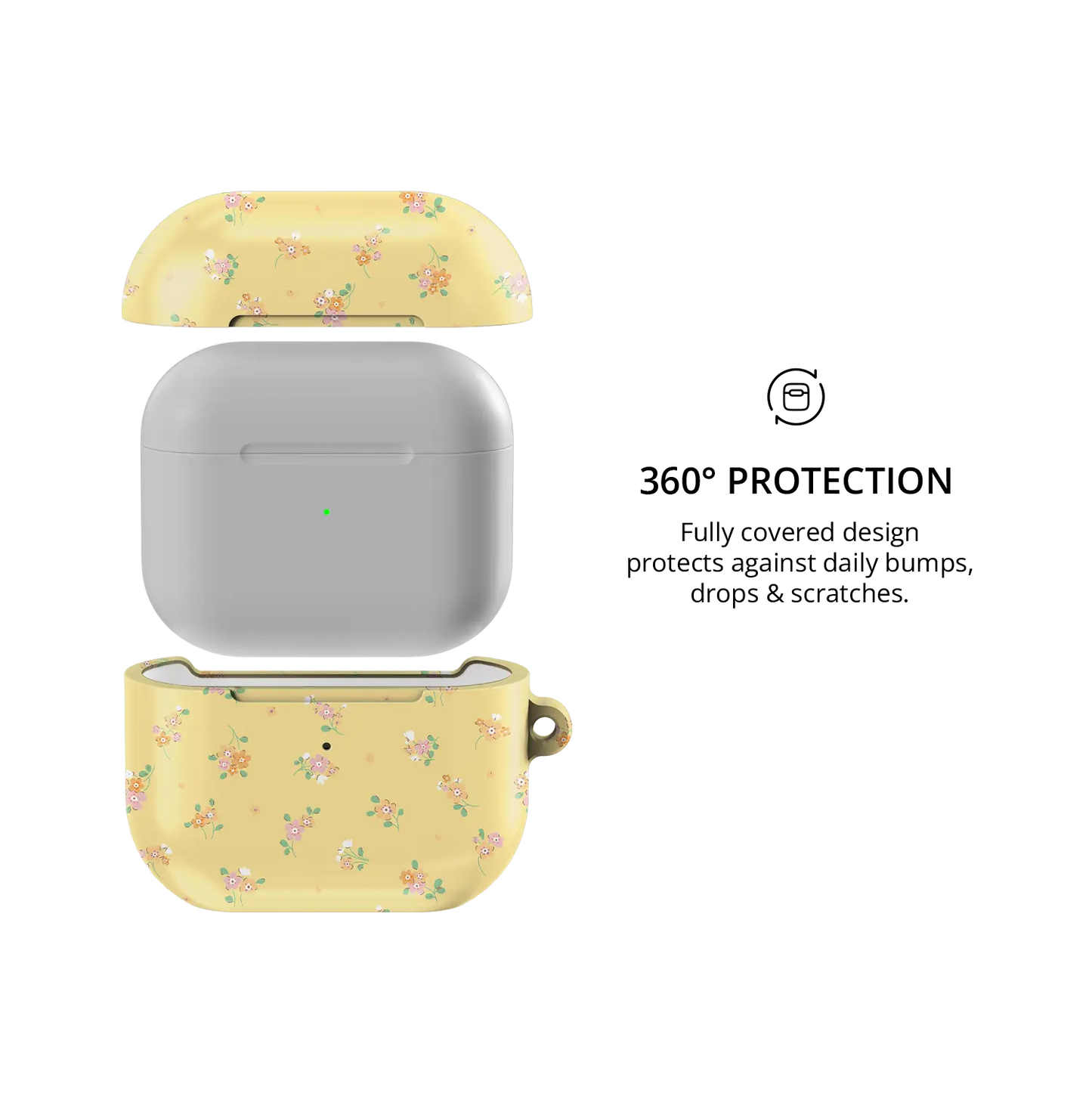 Buttercup Fields | Pastel Yellow Floral AirPods Case - 360 degree protection view