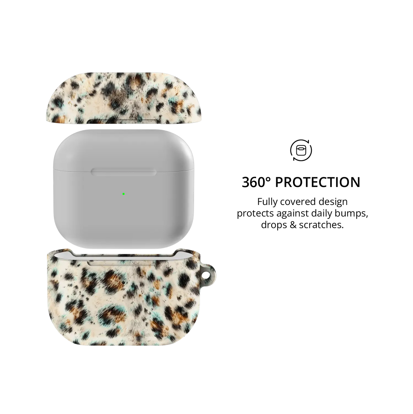 Untamed | Teal Leopard AirPods Case - 360 degree protection view