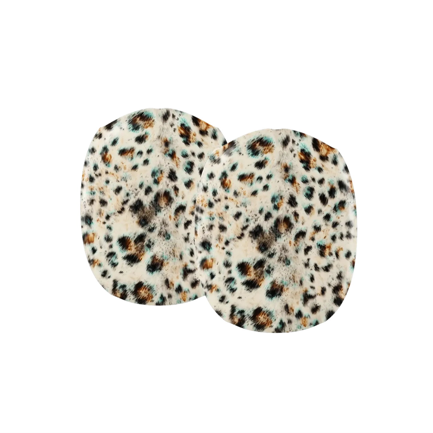 Close up detail of turquoise leopard spots on an AirPods Max earcup cover
