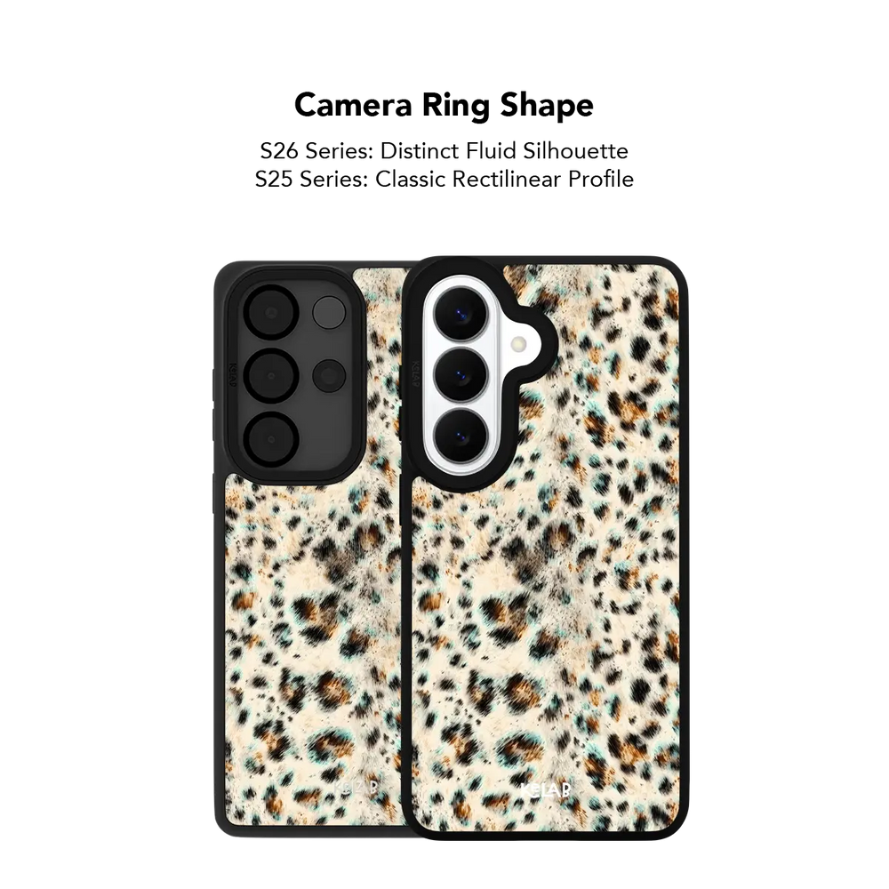 Close up of the camera ring cutout on the teal leopard print Samsung Galaxy case