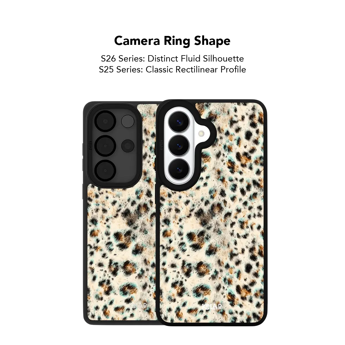Close up of the camera ring cutout on the teal leopard print Samsung Galaxy case