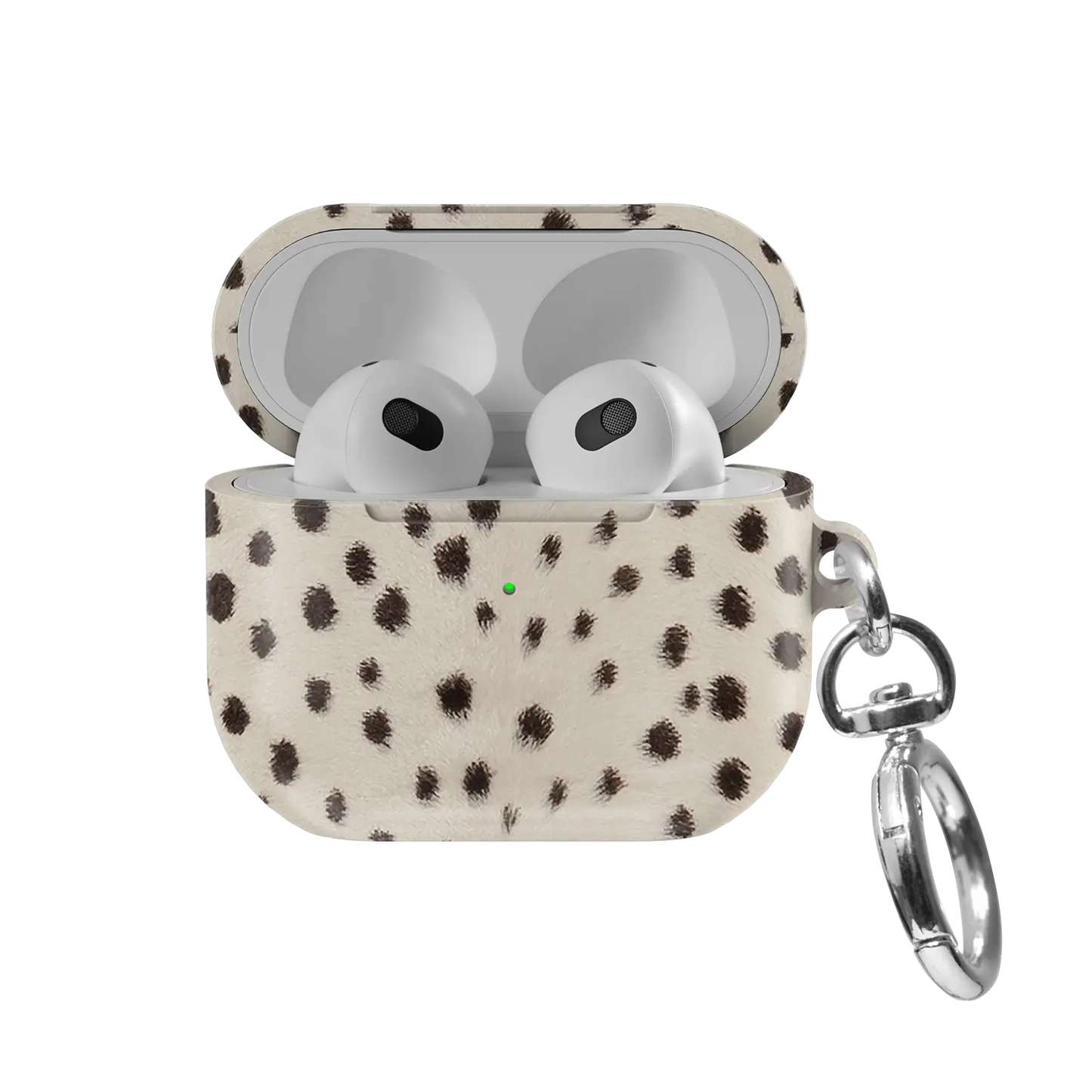 Spot On | Cream Cheetah AirPods Case - front view with open lid