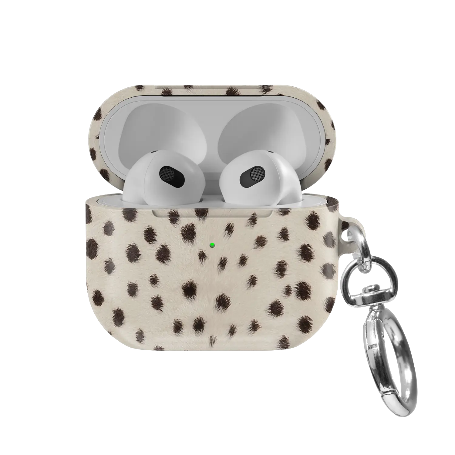Spot On | Cream Cheetah AirPods Case - front view with open lid
