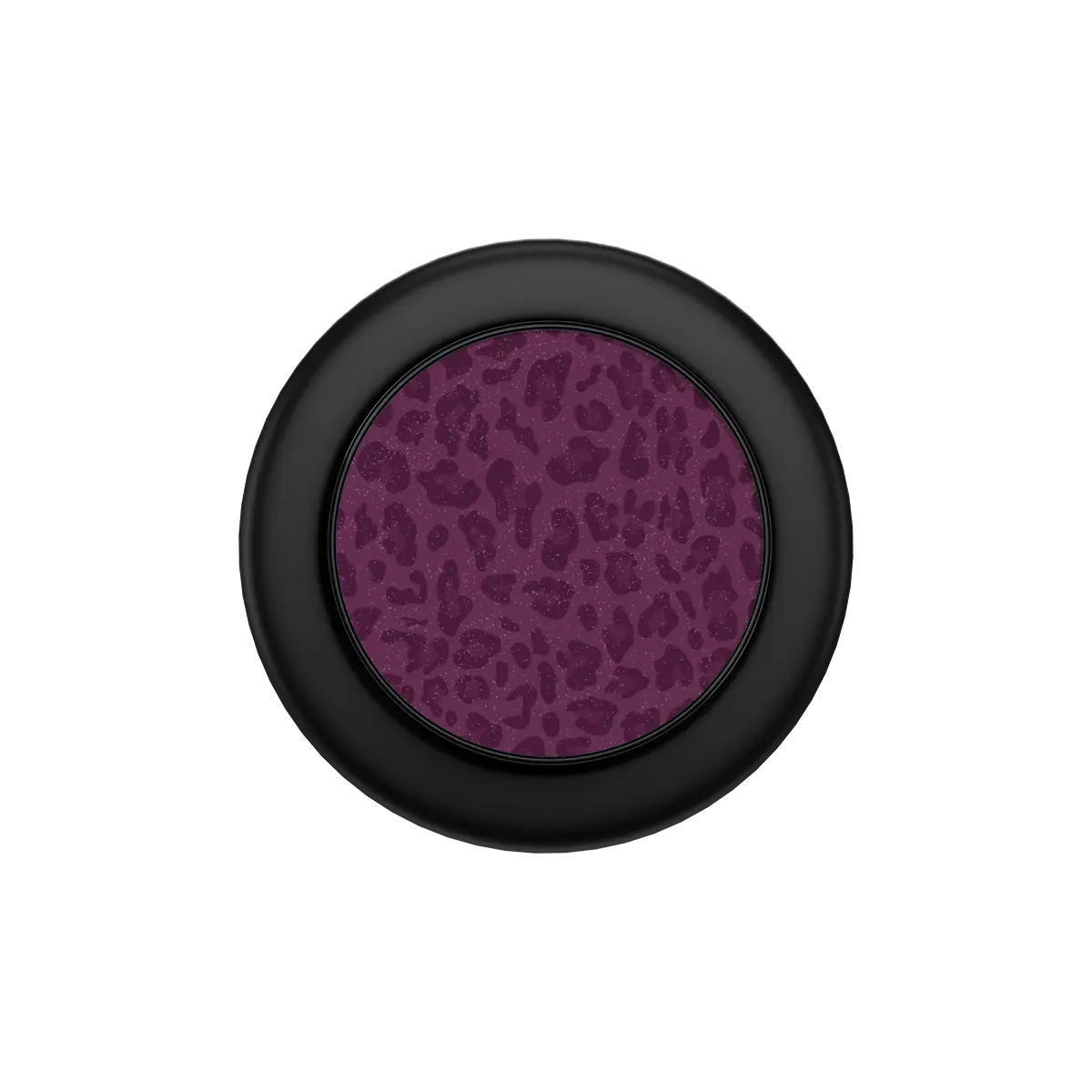 Burgundy leopard MagSafe phone grip with black ring folded flat, top down view