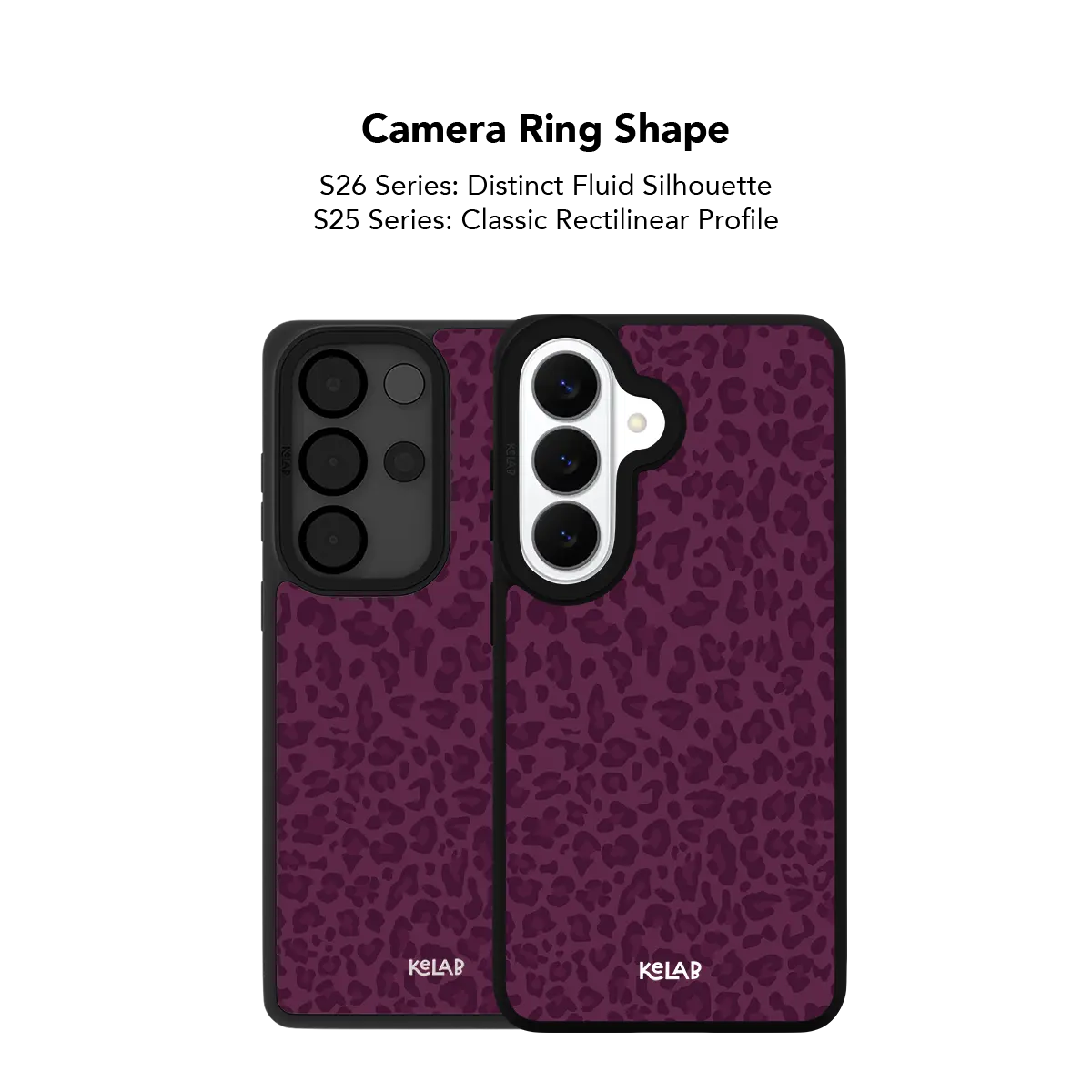 Close up of the camera ring cutout on the burgundy leopard print Samsung Galaxy case