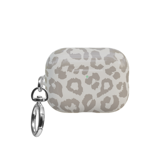 Minimalist Leopard airpods pro case front view with closed lid and keychain
