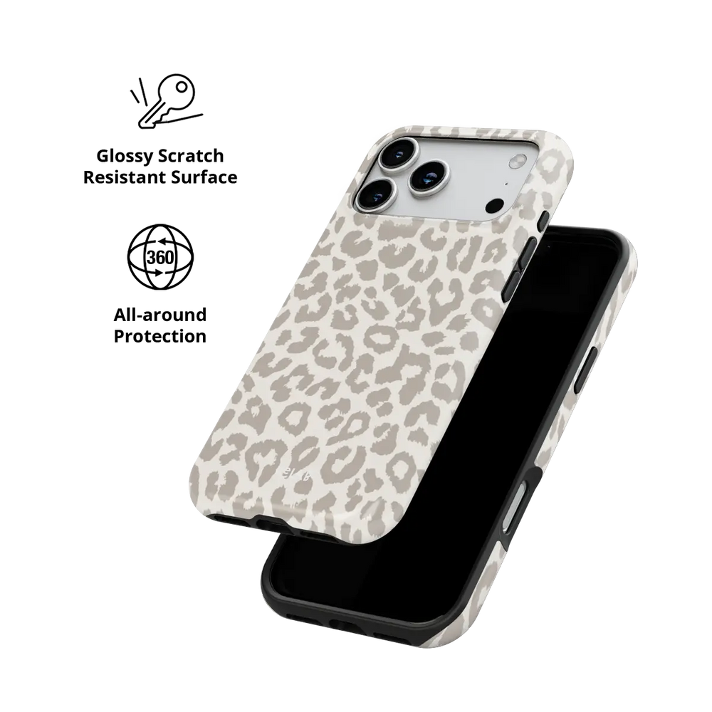 Scratch resistant all around protection on the minimalist leopard Tough iPhone case
