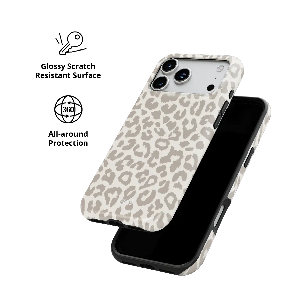 Scratch resistant all around protection on the minimalist leopard Tough iPhone case