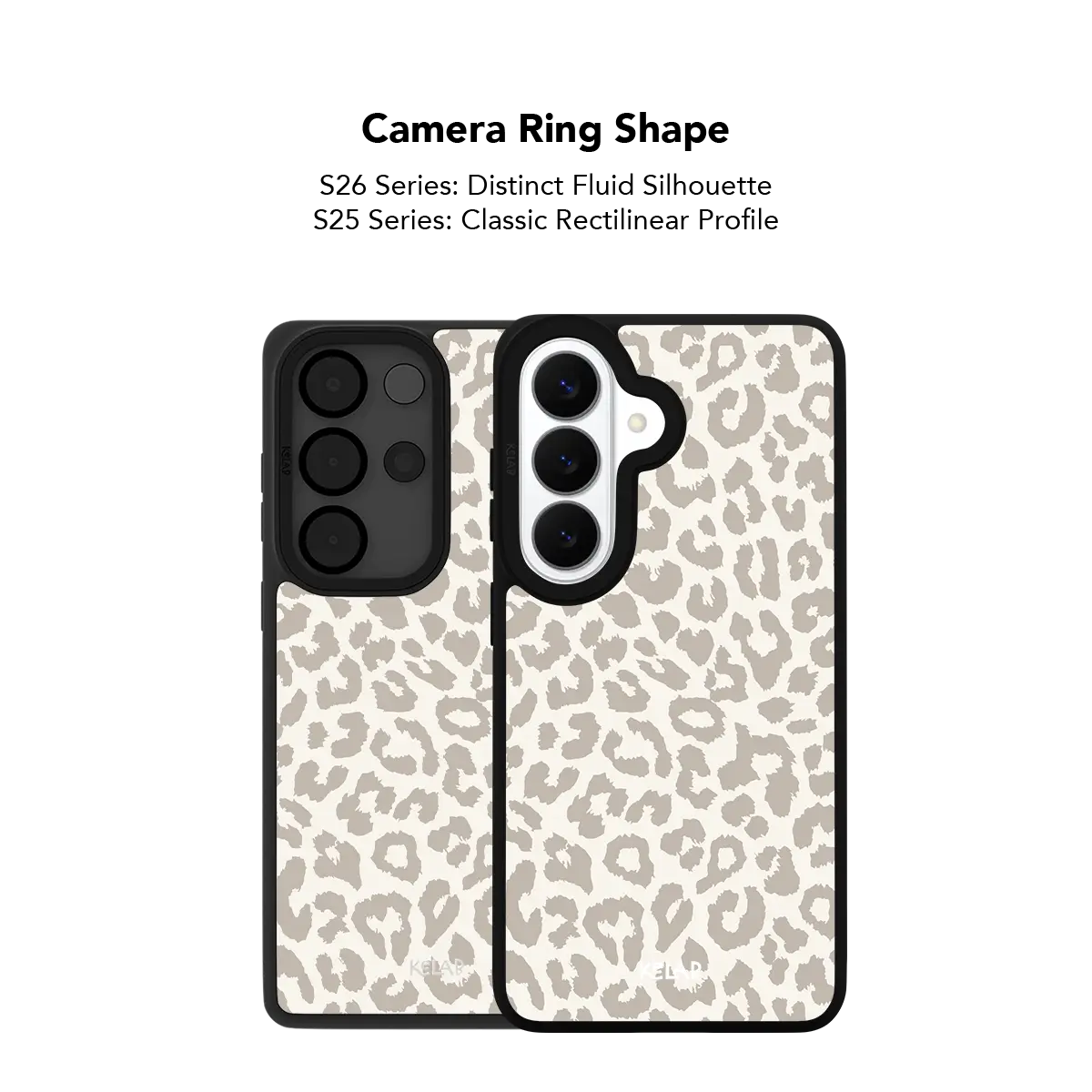 Close up of the camera ring cutout on the minimalist leopard Samsung Galaxy case