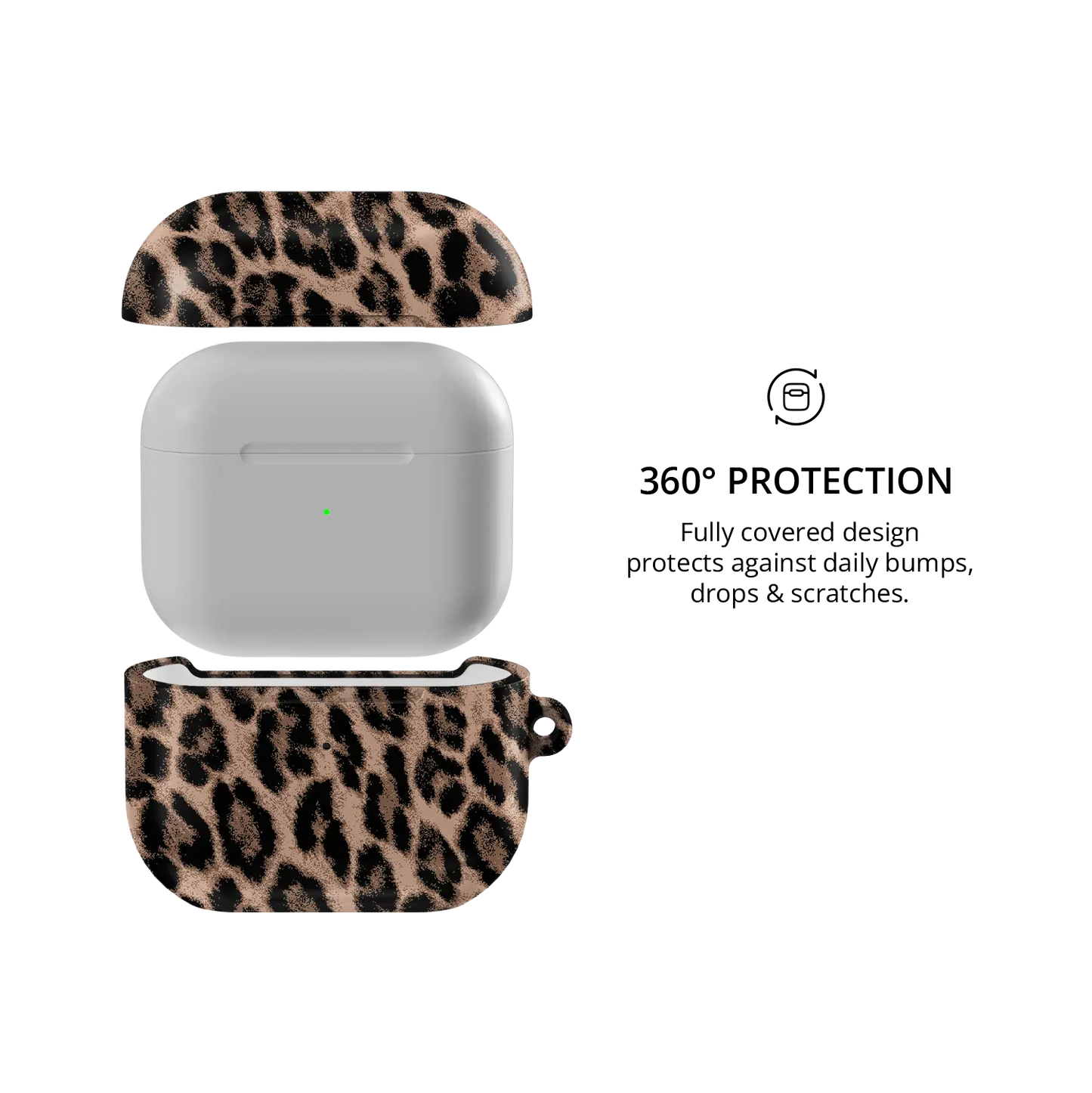 Golden Prowl | Brown Leopard AirPods Case - 360 degree protection view