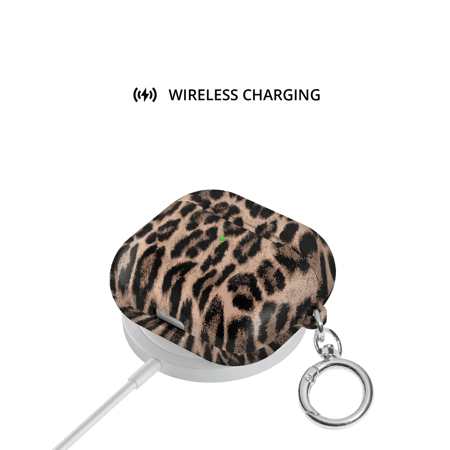 Golden Prowl | Brown Leopard AirPods Case - shown on wireless charger