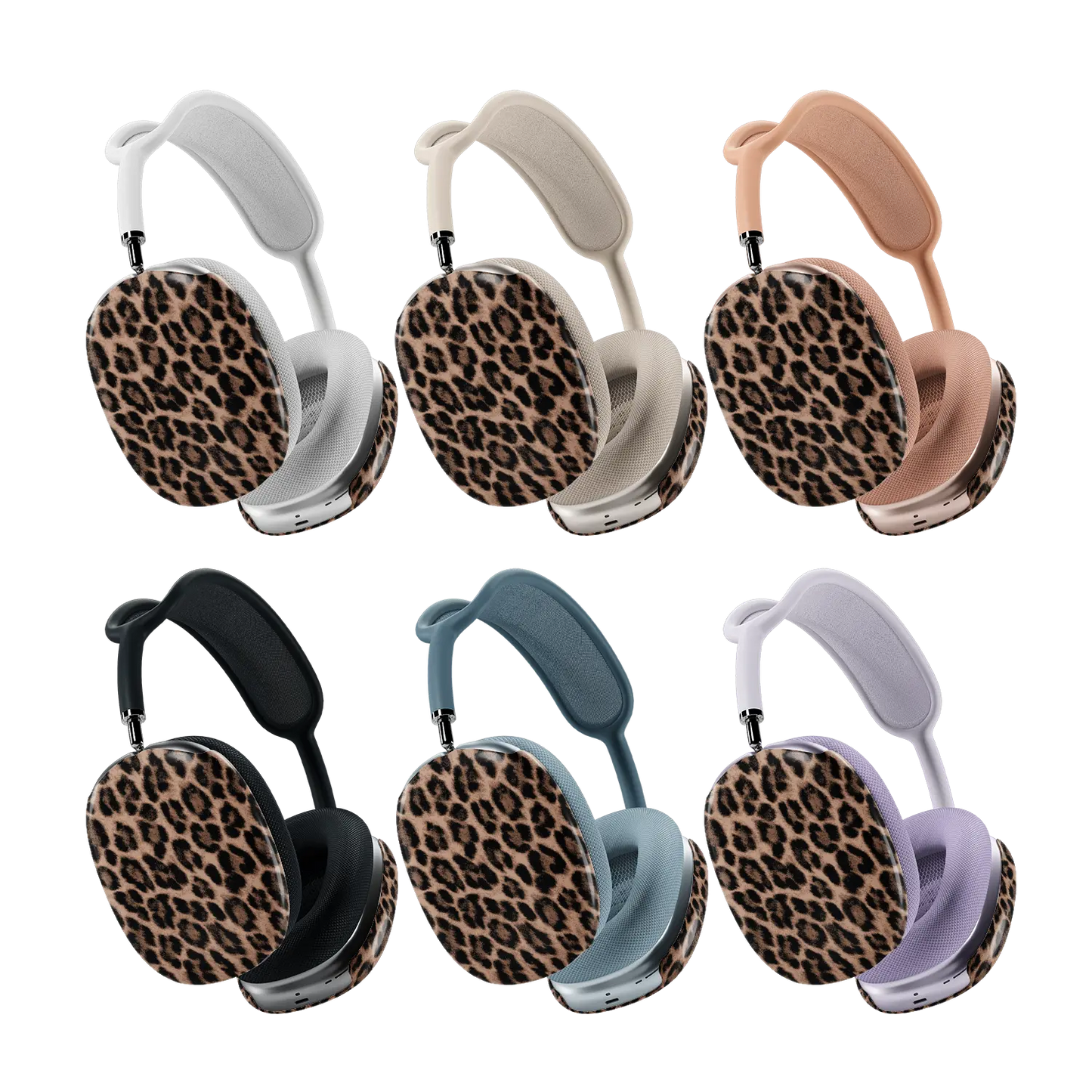 Brown leopard AirPods Max covers shown across the full colorway lineup