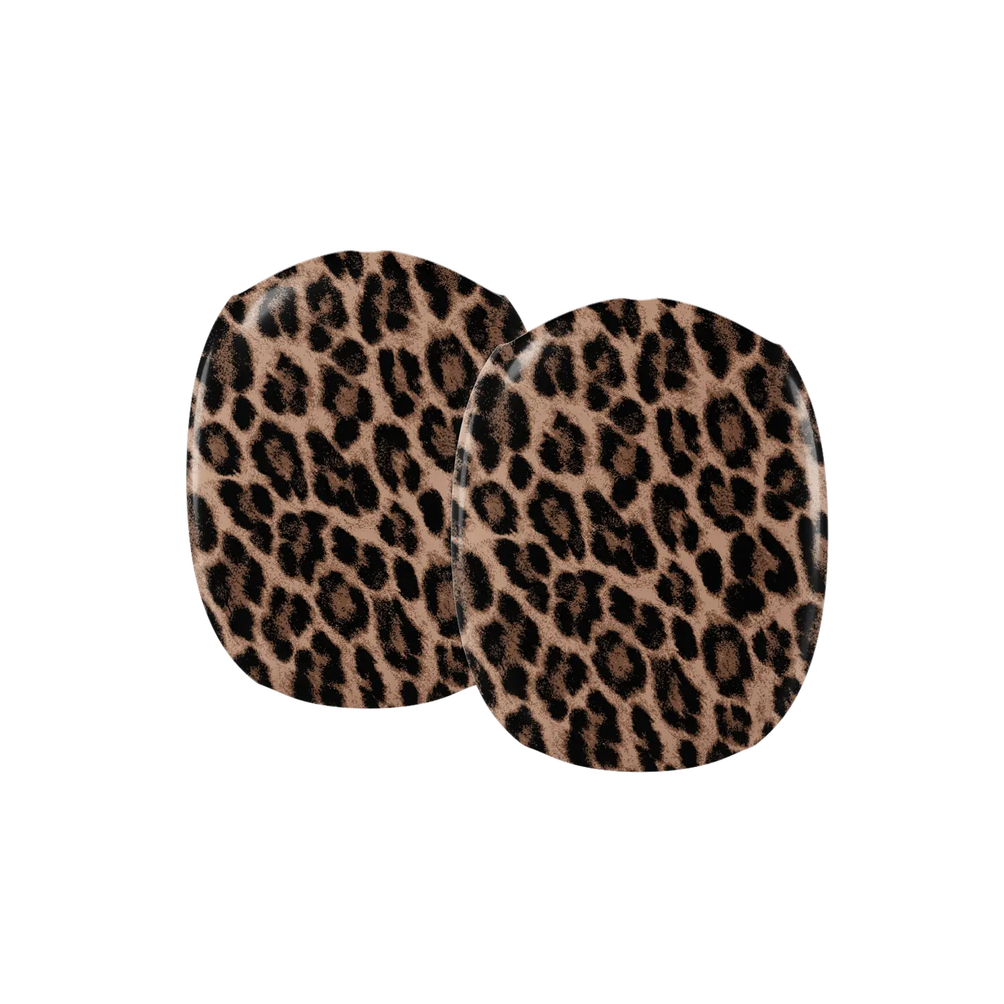 Close up detail of tan and black leopard rosettes on an AirPods Max earcup cover