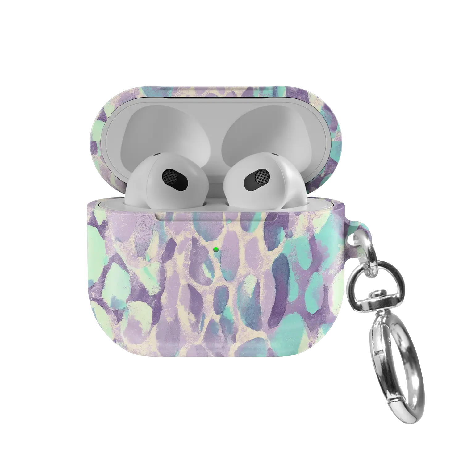 Wild Sugar | Lilac Leopard AirPods Case - front view with open lid