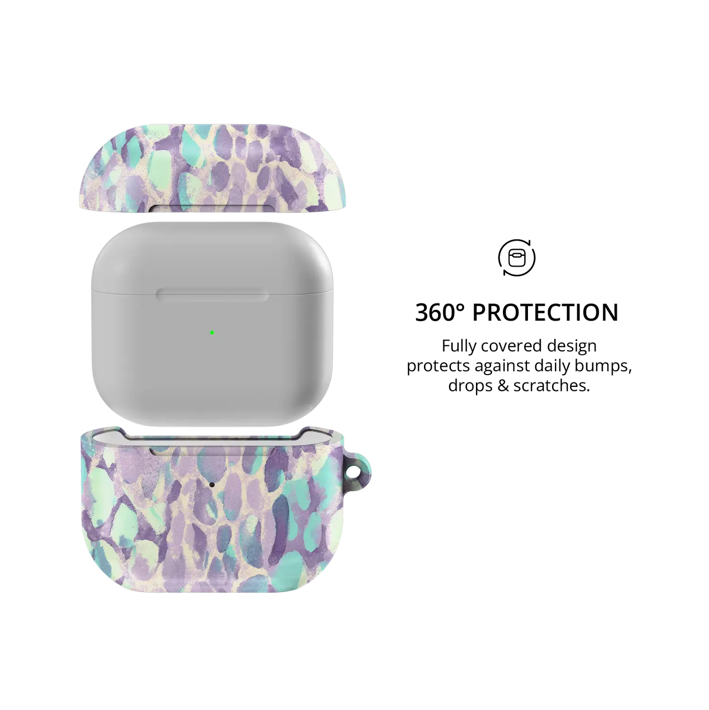 Wild Sugar | Lilac Leopard AirPods Case - 360 degree protection view