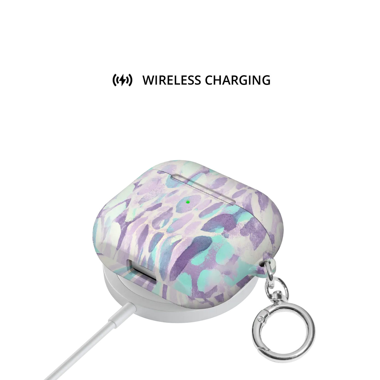 Wild Sugar | Lilac Leopard AirPods Case - shown on wireless charger