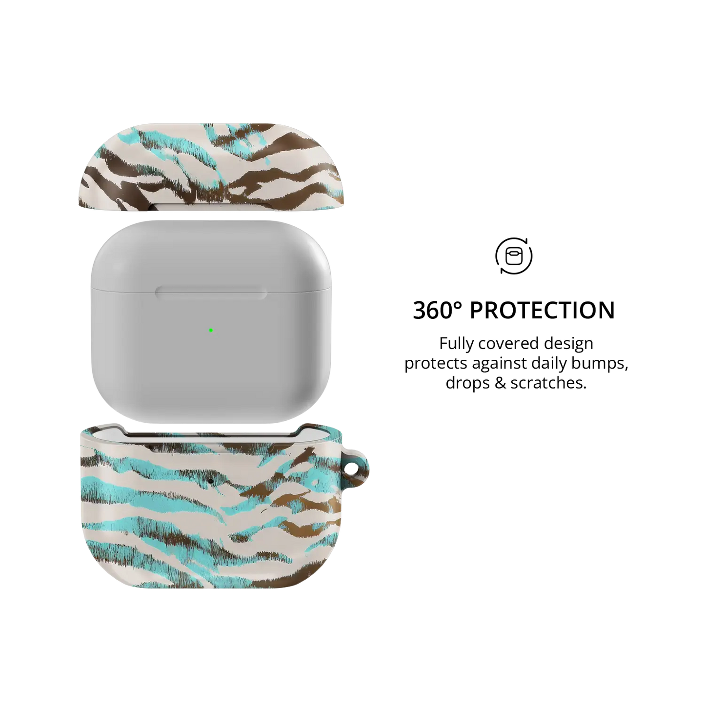 Wild Current | Turquoise Tiger Print AirPods Case - 360 degree protection view