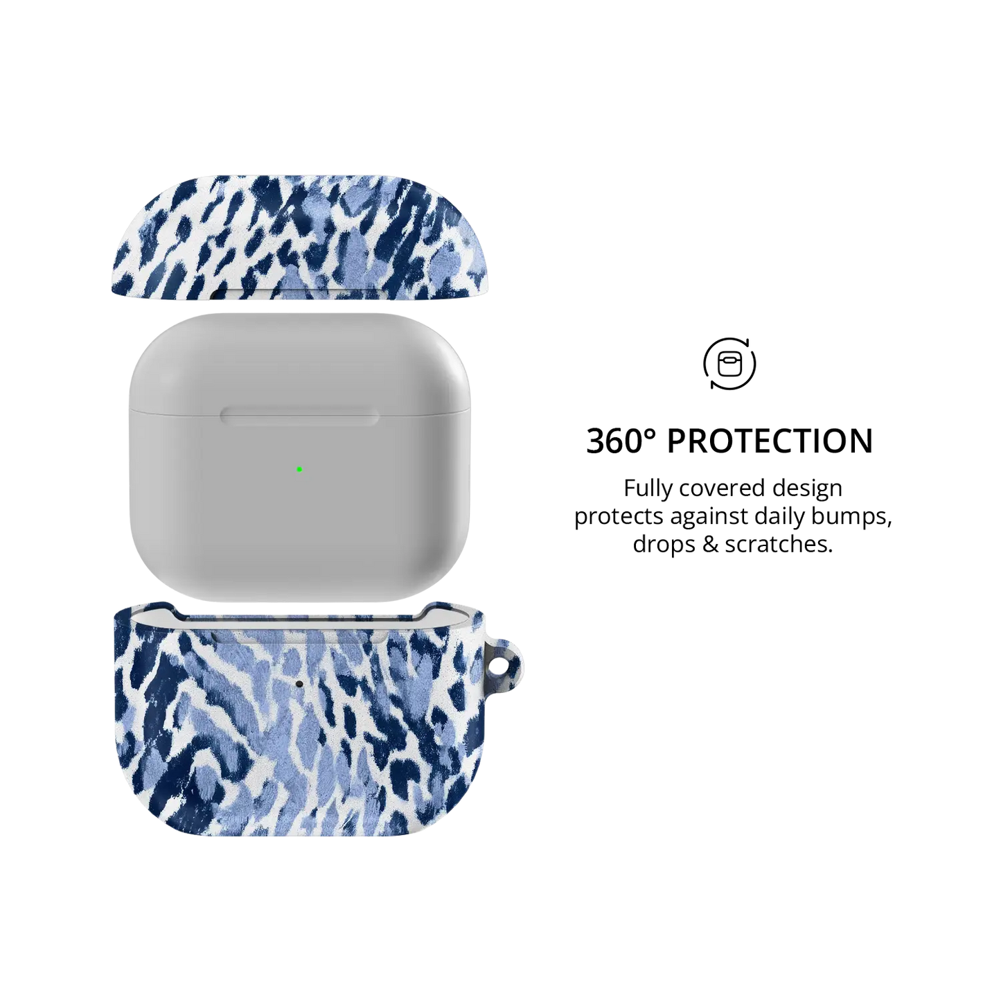 Indigo Glaze | Navy Leopard AirPods Case - 360 degree protection view