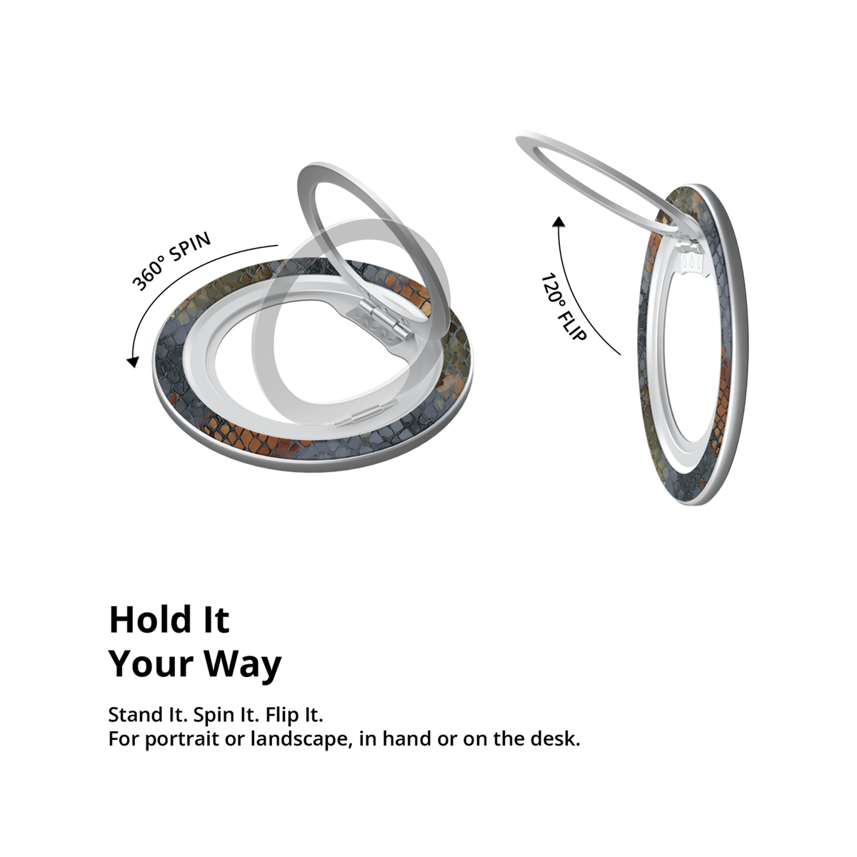 Dragon Scale | Brown Snake Print MagSafe Ring Stand