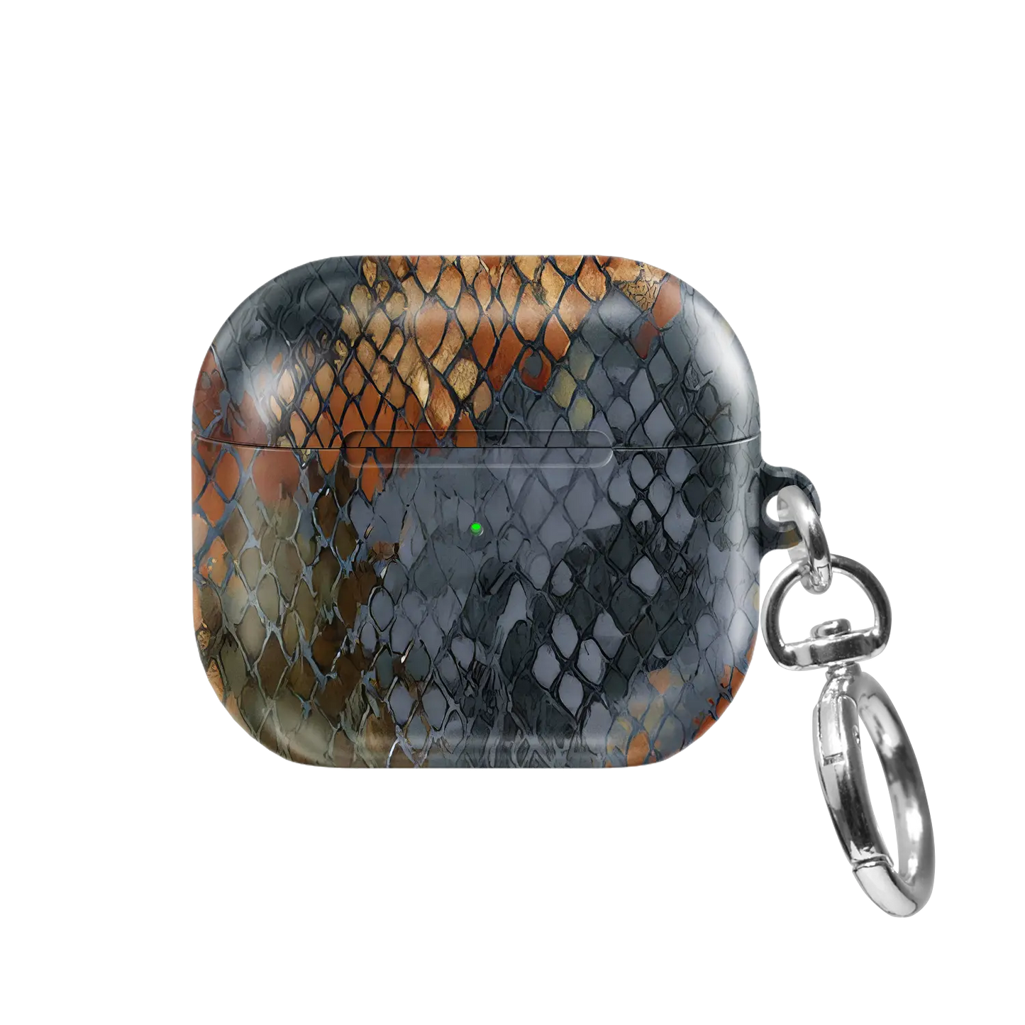 Dragon Scale | Brown Snake Print AirPods Case - front view