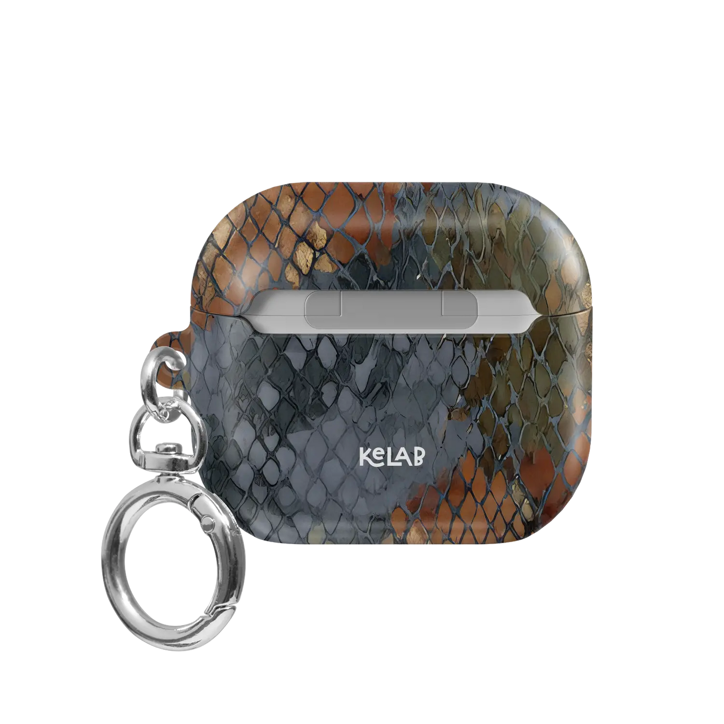 Dragon Scale | Brown Snake Print AirPods Case - back view