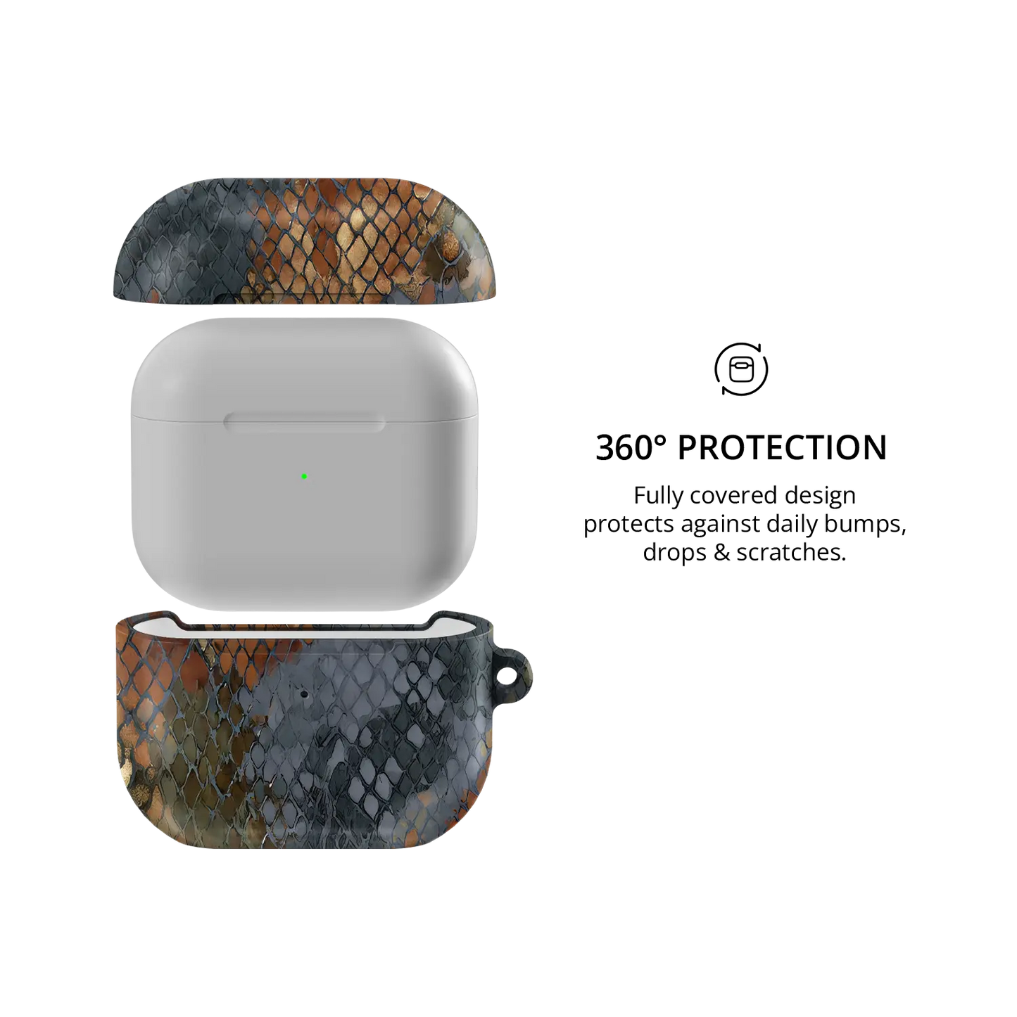 Dragon Scale | Brown Snake Print AirPods Case - 360 degree protection view
