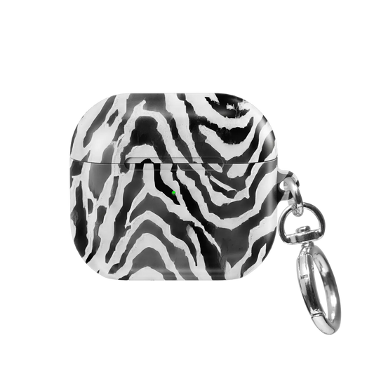 Zebra Crossing | Black & White Zebra Print AirPods Case - front view
