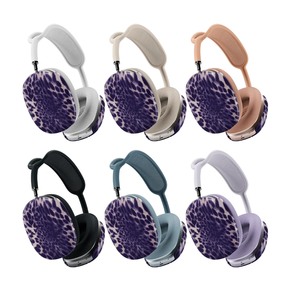 Purple Cheetah Print AirPods Max cover, colorway lineup overview