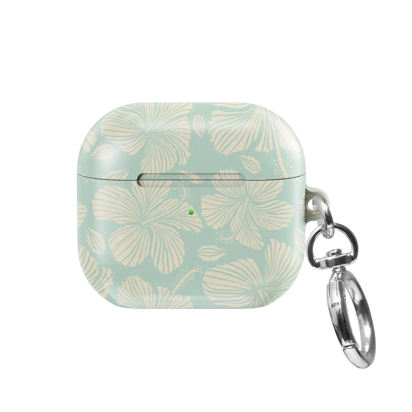 Island Mist | Green Hibiscus Floral AirPods Case - front view