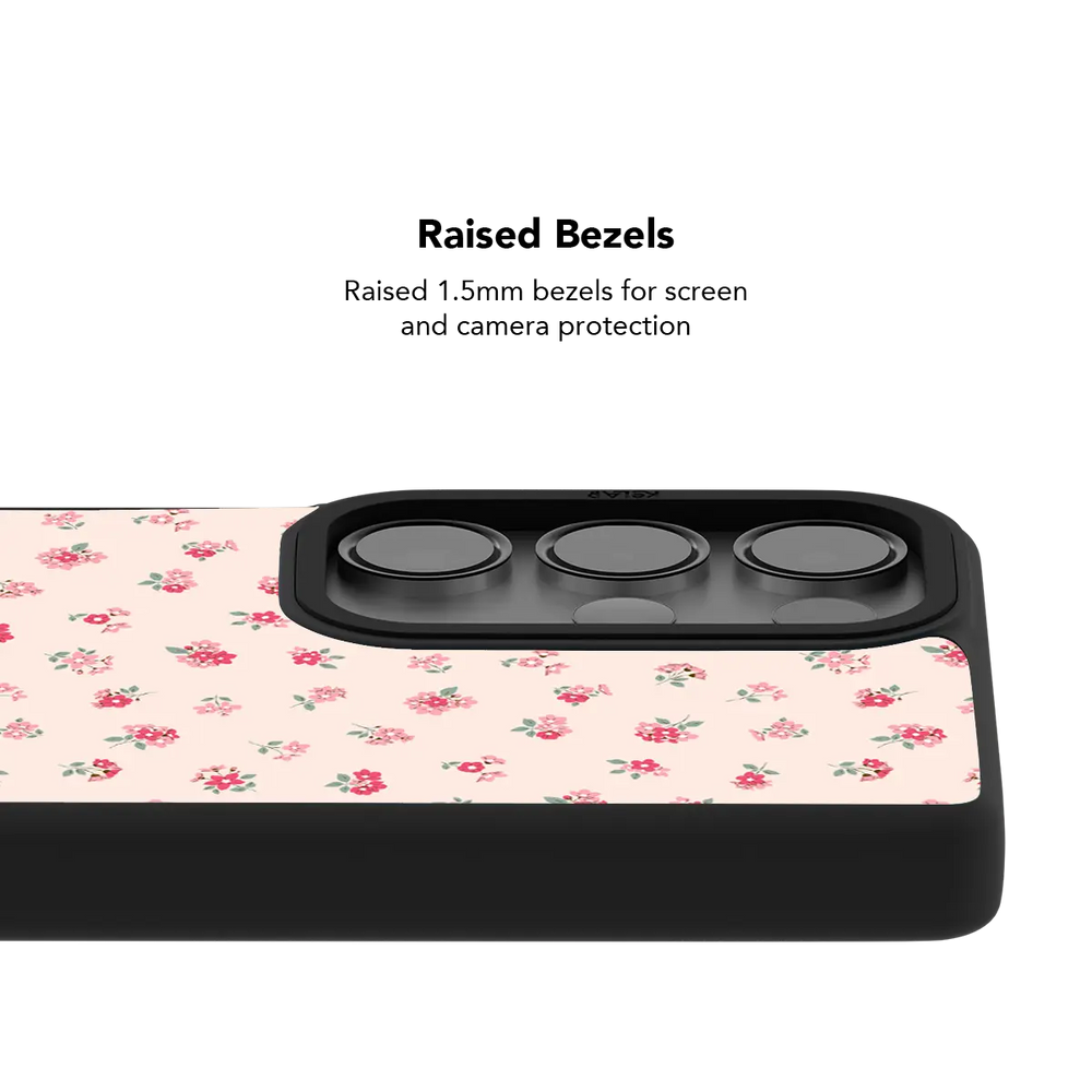 Pink Rose Ditsy Floral Samsung Galaxy case, raised bezel offering extra camera protection