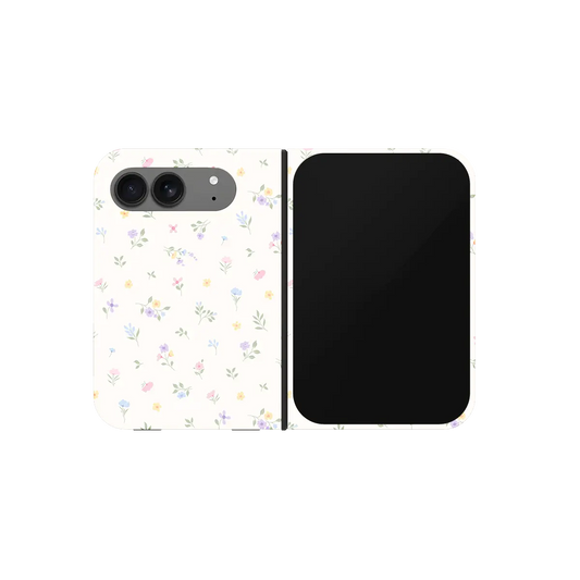 Pastel Ditsy Floral, Watercolor iPhone 18 Fold Case, unfolded front view