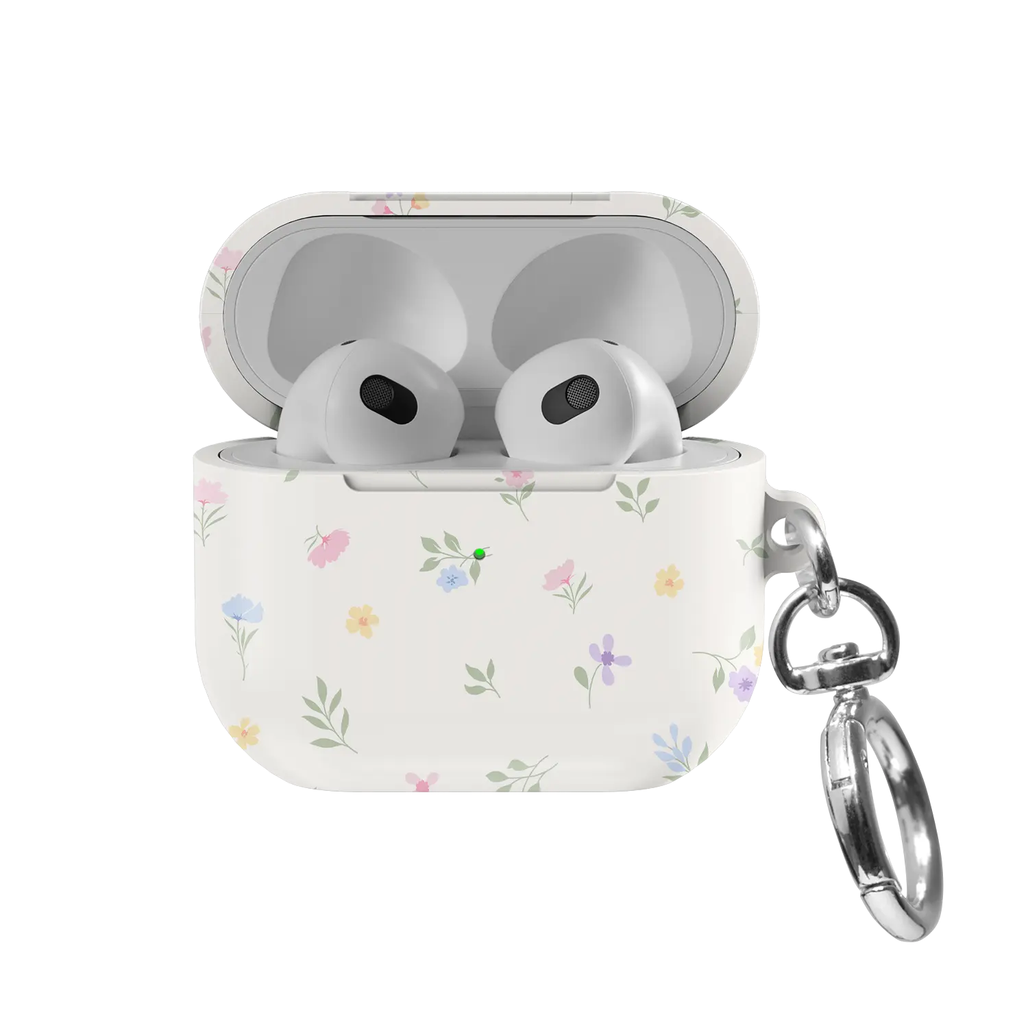 Meadow Spell | Pastel Watercolor Ditsy Floral AirPods Case - front view with open lid