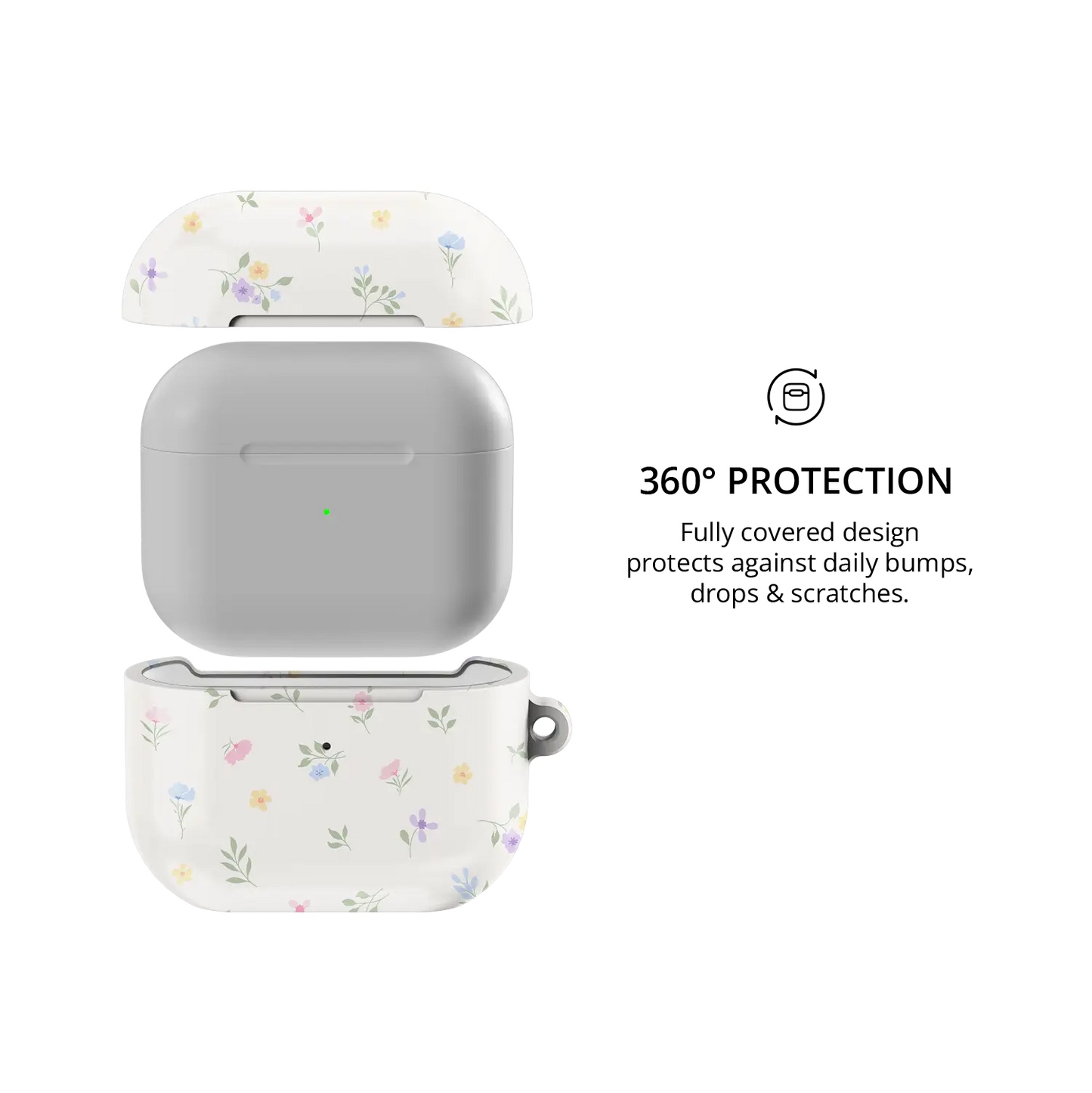 Meadow Spell | Pastel Watercolor Ditsy Floral AirPods Case - 360 degree protection view
