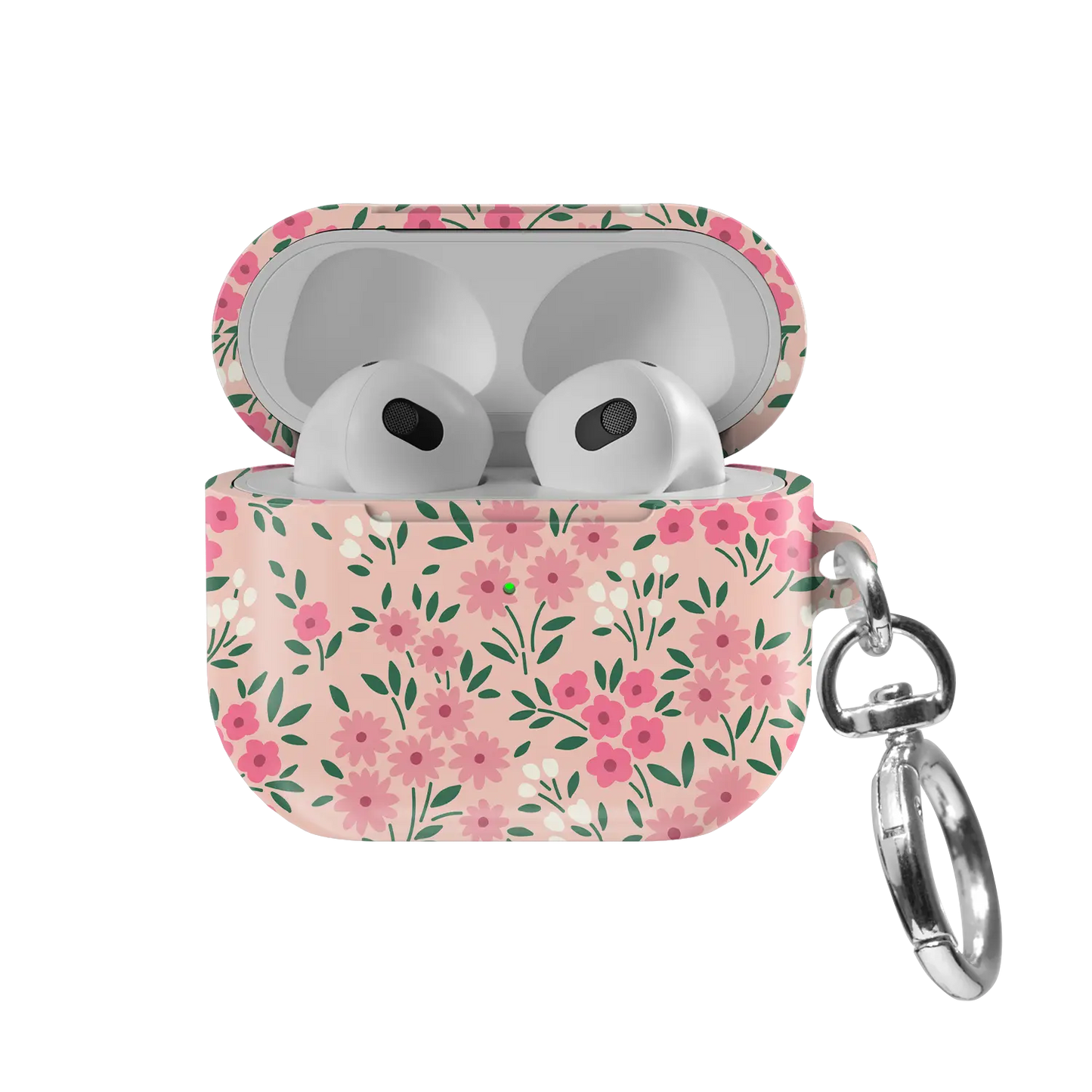 Garden Flush | Pink Ditsy Floral AirPods Case - front view with open lid