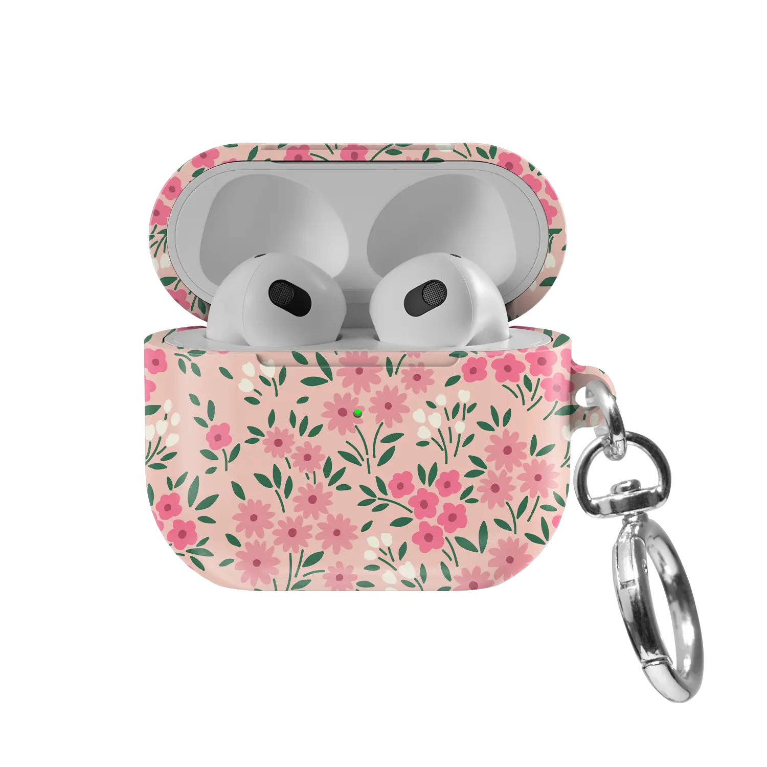 Garden Flush | Pink Ditsy Floral AirPods Case - front view with open lid