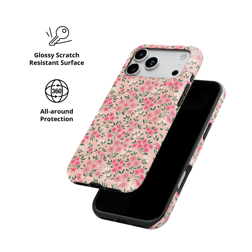 Garden Flush pink garden floral iPhone case - tough - scratch resistant all around protection