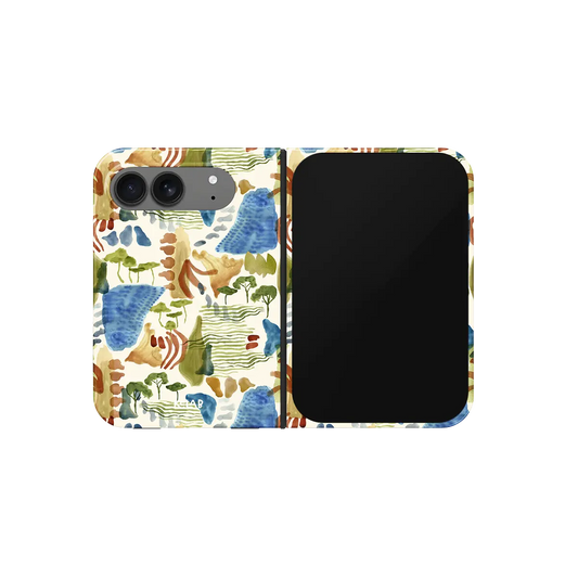 Watercolor Landscape Art, Botanical Art iPhone 18 Fold Case, unfolded front view