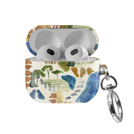 Terroir | Watercolor Landscape AirPods Case - front view with open lid