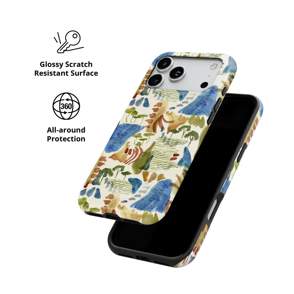Terroir watercolor landscape art iPhone case - tough - scratch resistant all around protection