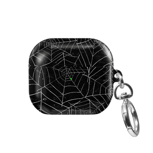 Black Spider Web AirPods Case, front view