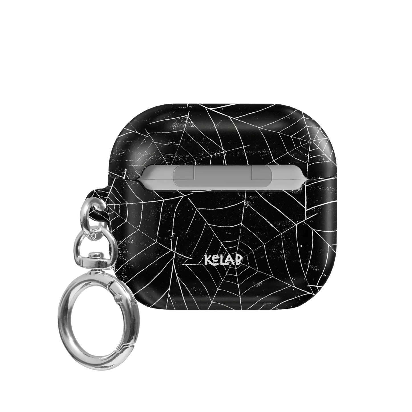 Black Spider Web AirPods Case, back view
