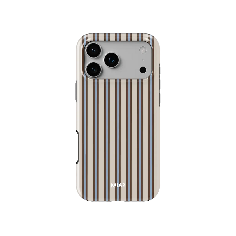 Tailored Mocha | Beige Ticking Multi-Stripe iPhone Case