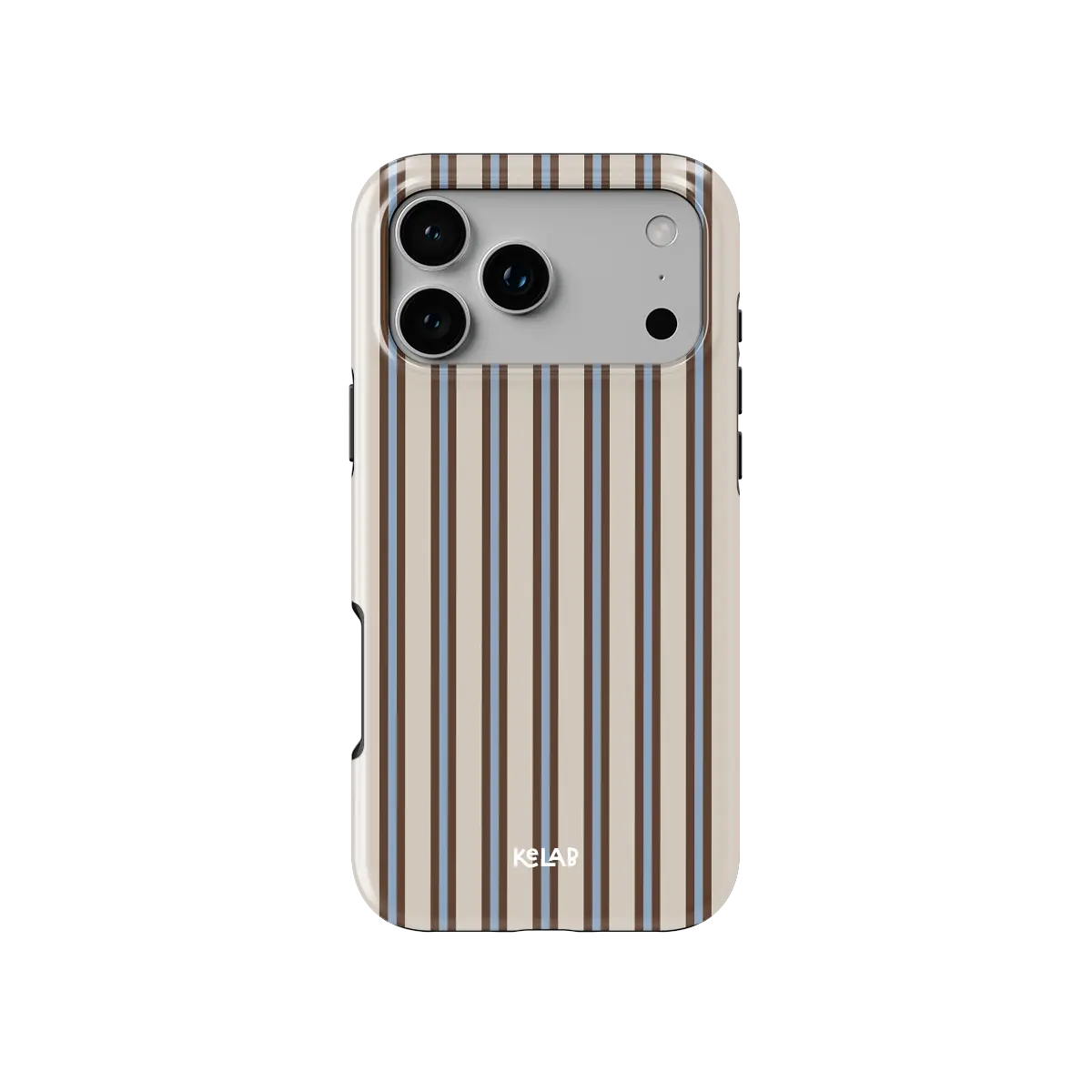 Tailored Mocha | Beige Ticking Multi-Stripe iPhone Case