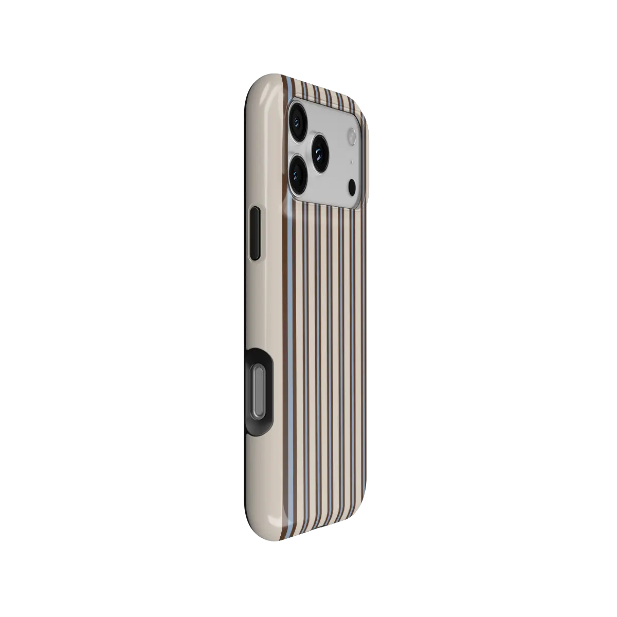 Tailored Mocha | Beige Ticking Multi-Stripe iPhone Case