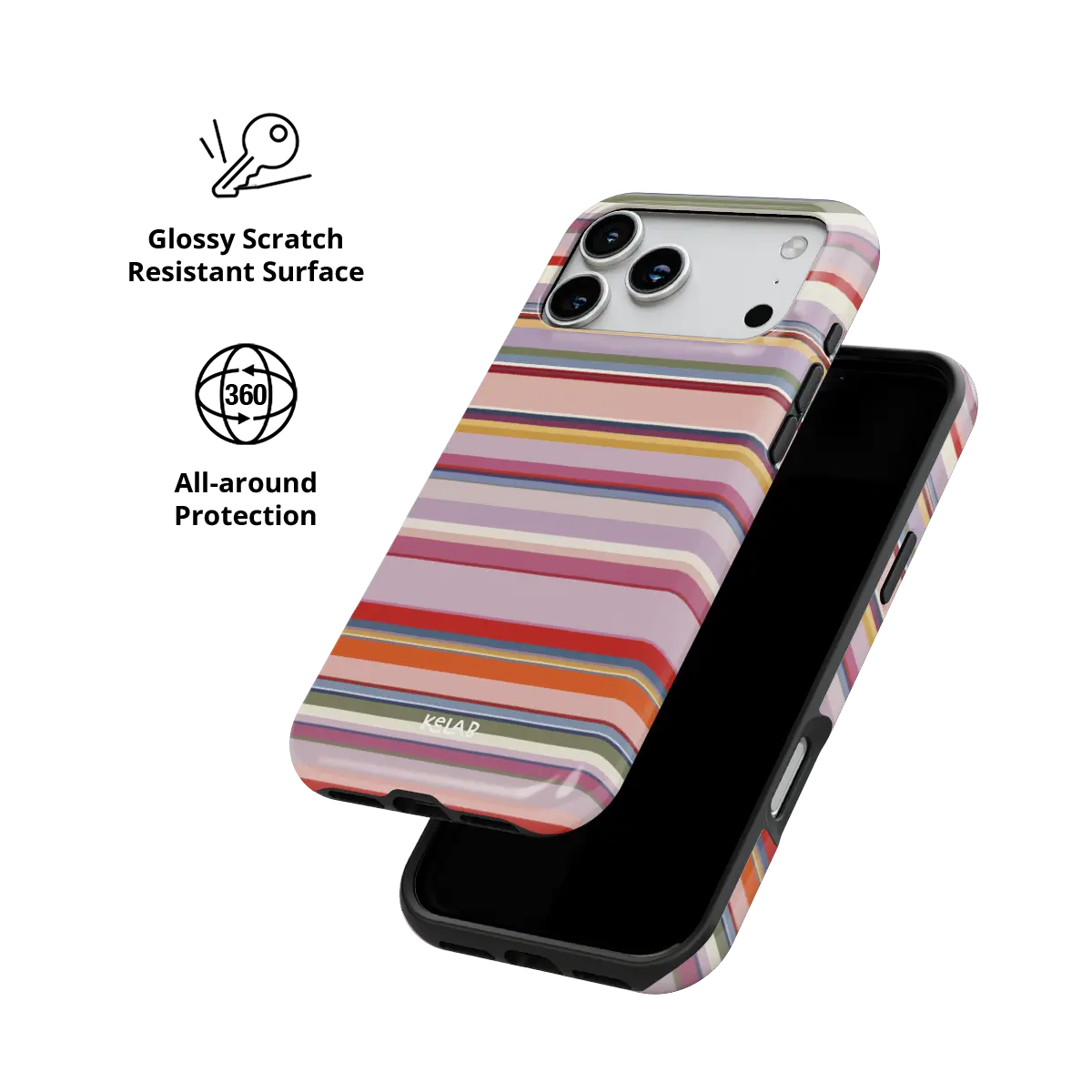 Roseglow | Coral Multi-Stripe iPhone Case