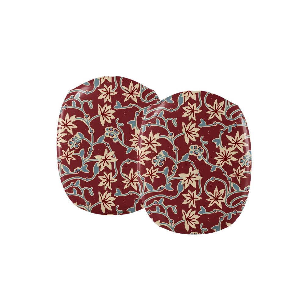 burgundy vine floral print AirPods Max case – close-up detail of the ear cup covers